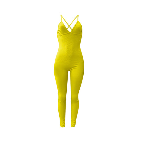 Crossover Suspender Jumpsuit Leggings