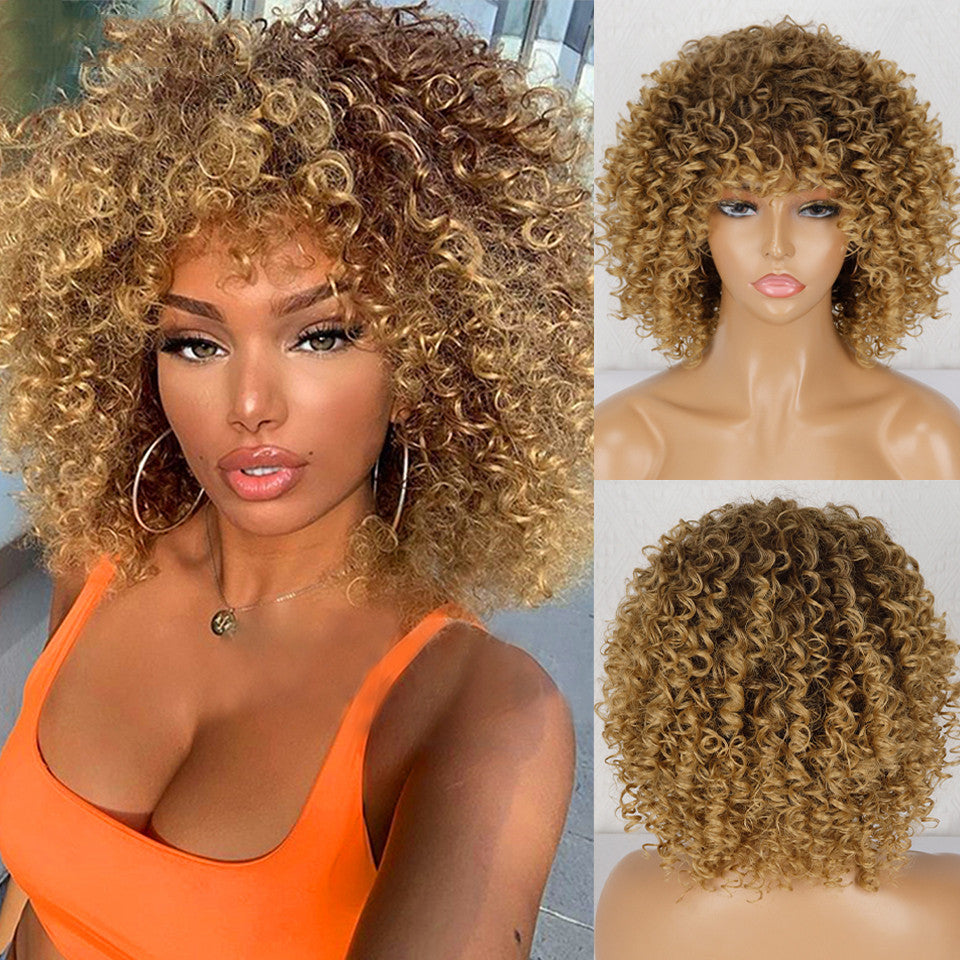 Syntetisk Afro Curly Wig Afrikanske Parykker Til Sorte Kvinder