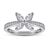 S925 Sterling Silver Ladies Gardenia Horse Eye Zircon Ring