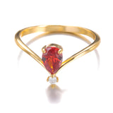Simple V-shaped December Birthstone Male And Female Couple Rings