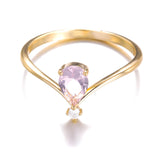 Simple V-shaped December Birthstone Male And Female Couple Rings