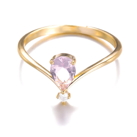 Simple V-shaped December Birthstone Male And Female Couple Rings