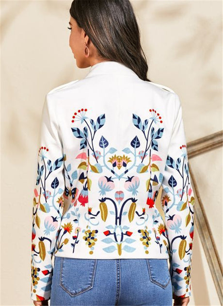 Fashion Button Printed Blazer Top